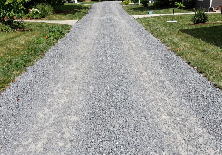 Close-up of gravel piles ready for delivery at a construction site.