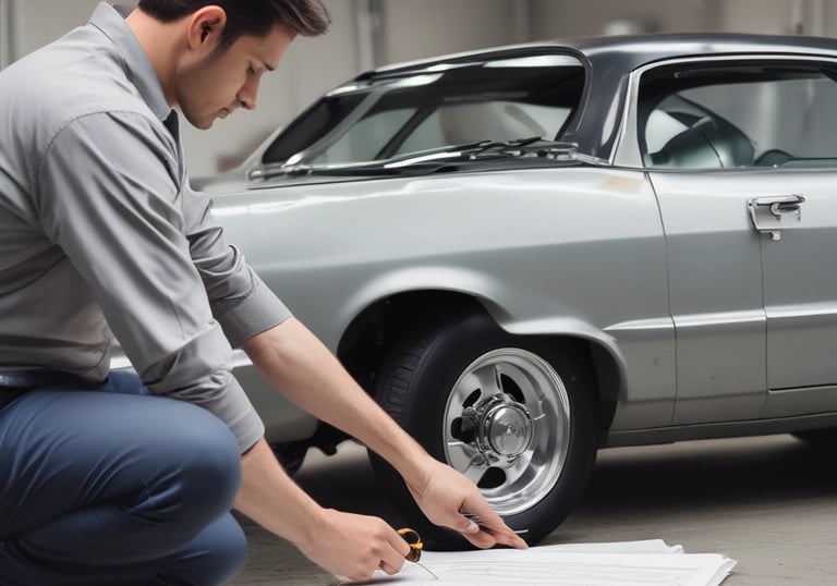 A classic vintage car shining after a flawless paint and body restoration.