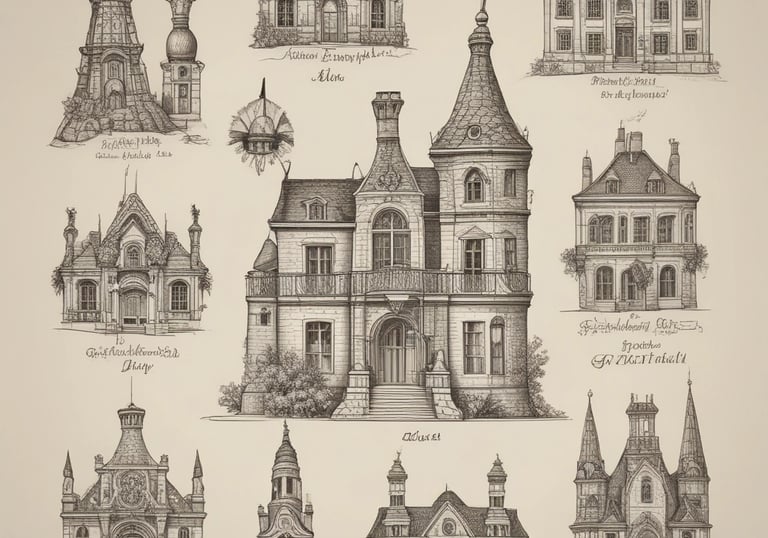 A collection of French heritage cards spread out on a rustic wooden table.