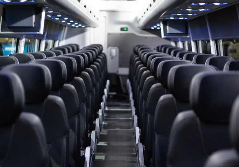 volvo luxury bus interior with premium seating in Delhi NCR
