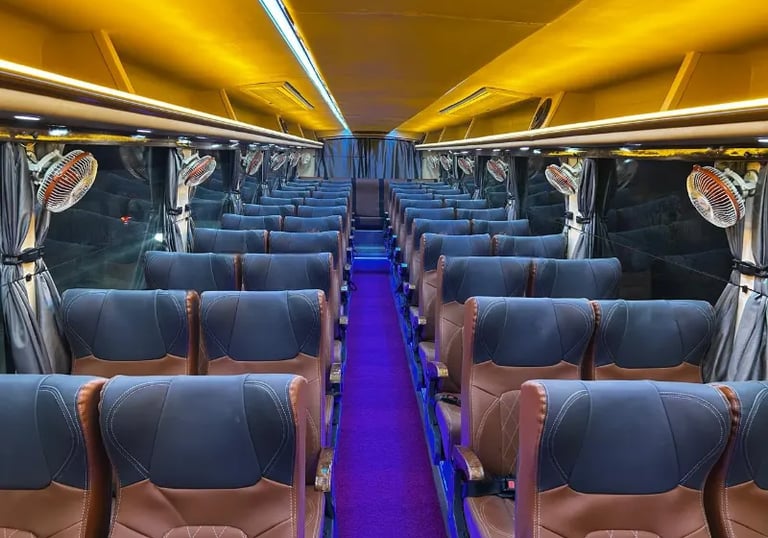 45 seater luxury bus interior ideal for tours in Delhi NCR