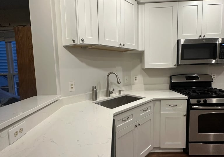 Kitchen remodel close up view.