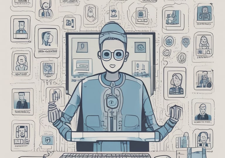 A clean icon of a friendly robot with soft rounded edges symbolizing AI assistance.