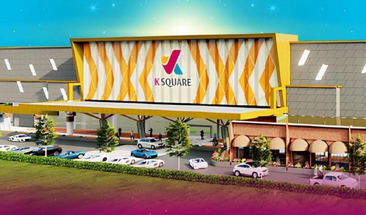 a large building with a large sign that says v - square