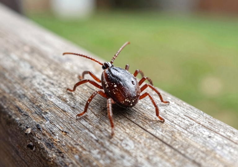 A child playing safely in a grassy yard, free from ticks and pests.