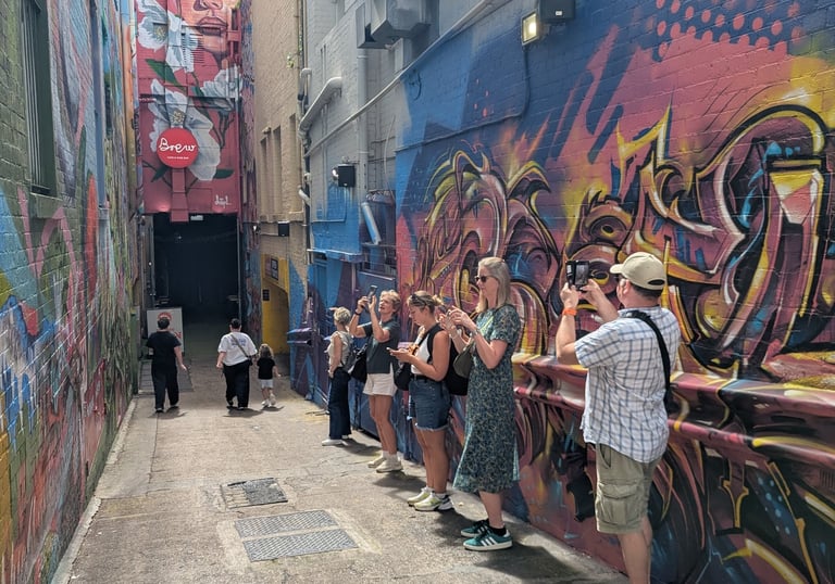 Lower Burnett Street with art by Drapl