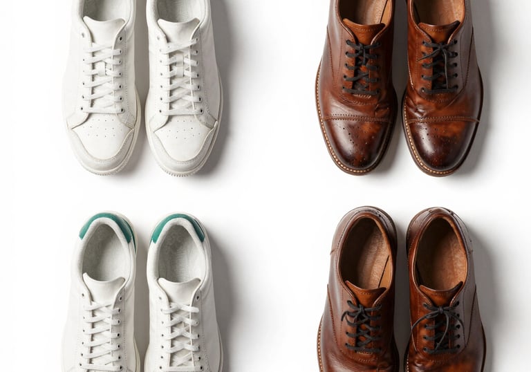 Hands restoring a pair of leather shoes with careful polishing and repair tools.