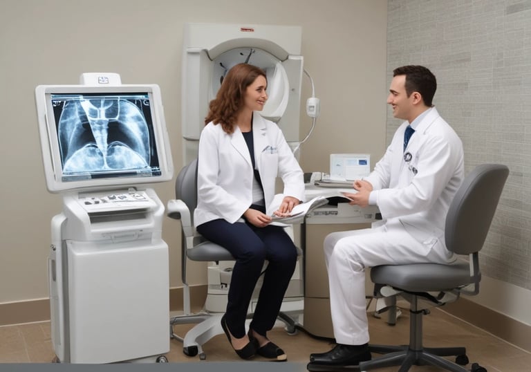 Close-up of a neuroradiology expert annotating MRI images on a computer screen.