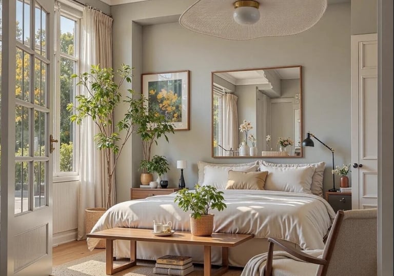 a bedroom with a bed and a chair