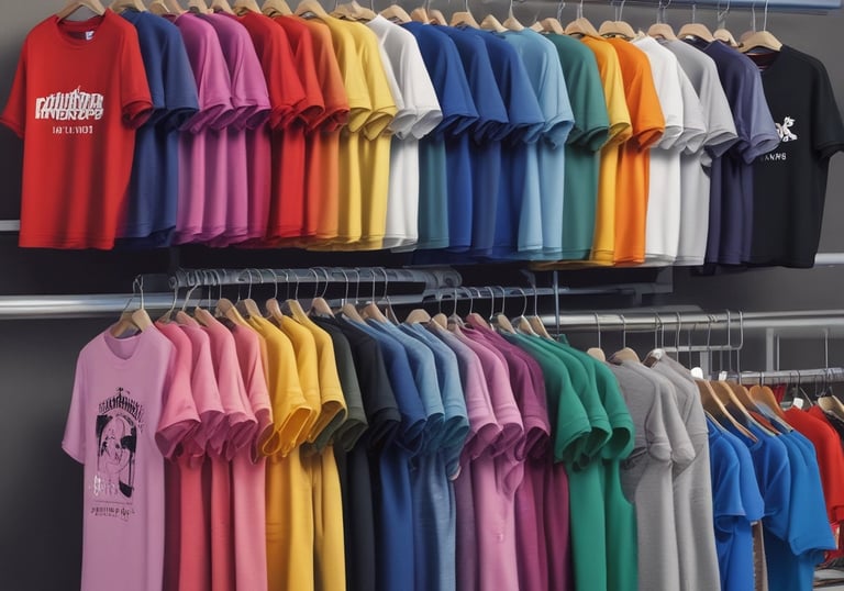 A person holding a custom printed t-shirt with a vibrant design.