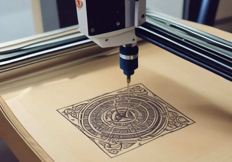 A set of colorful personalized mugs arranged on a wooden table.