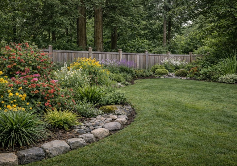 View of a well landscaped yard