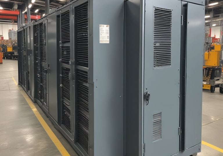 Technician installing electrical components in an industrial manufacturing plant.