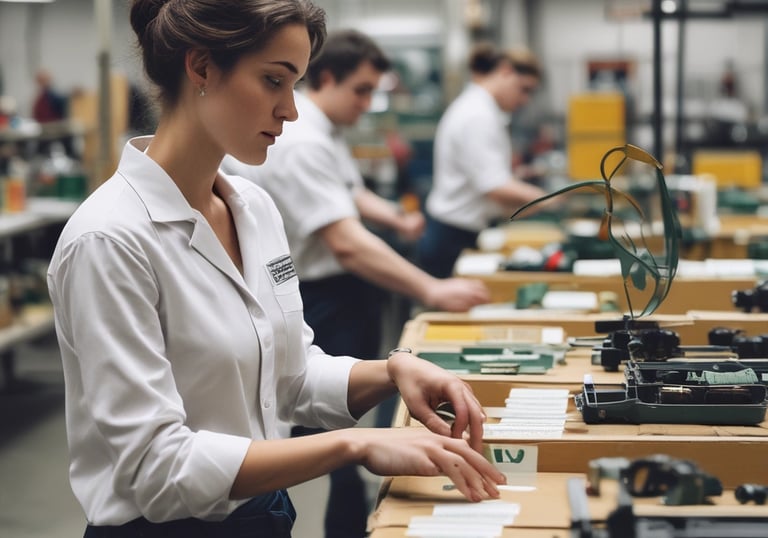 Team of workers packaging products with attention to detail and quality control.