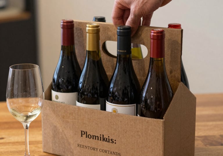 Close-up of hands carefully packing beverage samples for shipping.