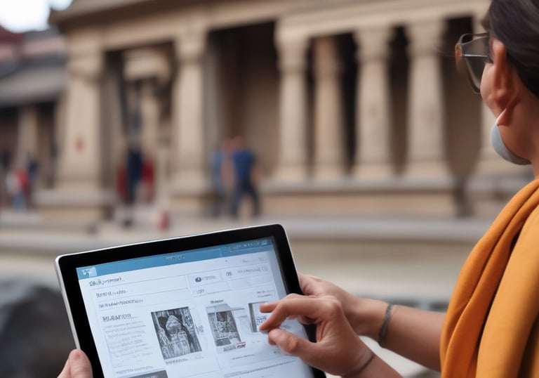 A serene temple setting with devotees engaged in prayer and offerings.