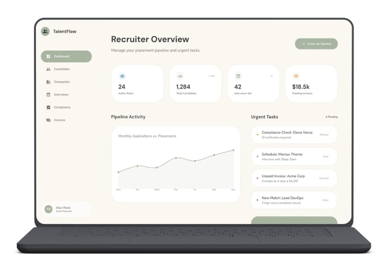 Screenshot of recruitment platform showing automated communications