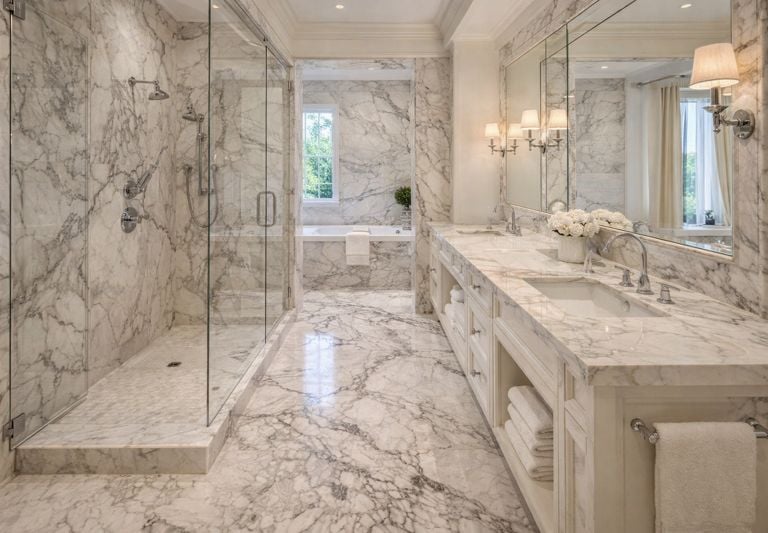 Elegant marble bathroom with modern fixtures