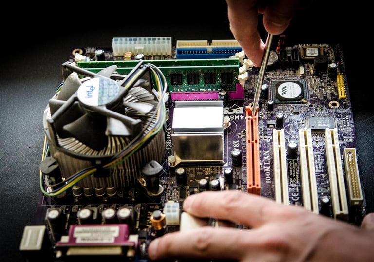 A man servicing the equipment
