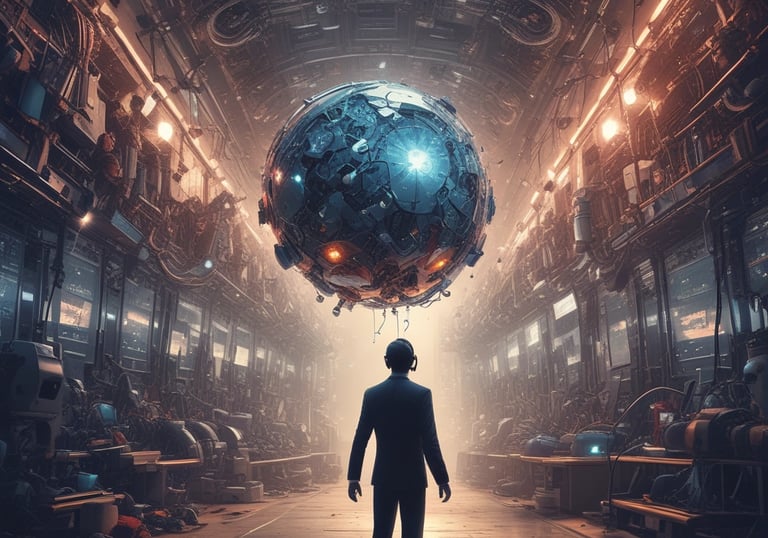 A cosmic scene with swirling galaxies in deep purple tones accented by glowing magenta and electric blue stars.