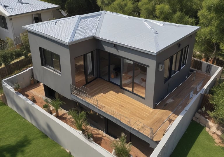 Construction site showing framing stage of a double-storey home.