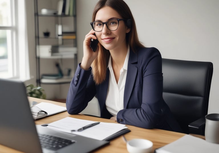 Close-up of hands calculating taxes with a calculator and documents on a blue desk.
