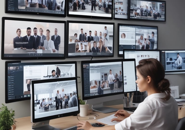 A dashboard screen displaying colorful graphs and influencer engagement metrics.