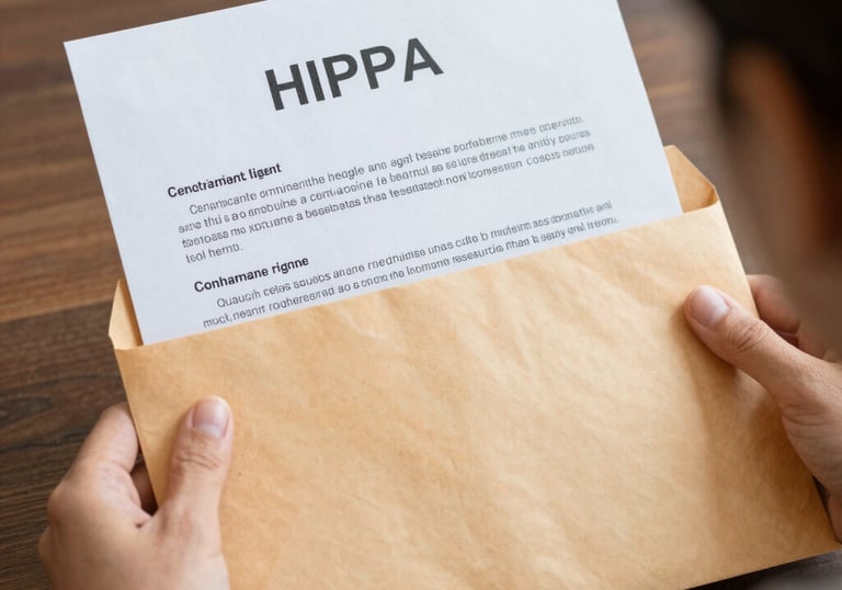 Close-up of a courier delivering important documents to a business office in the tri-state area.