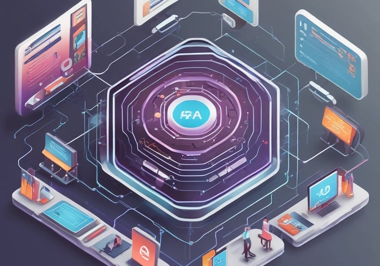 A vibrant blue and gold circuit board pattern symbolizing intelligent technology.