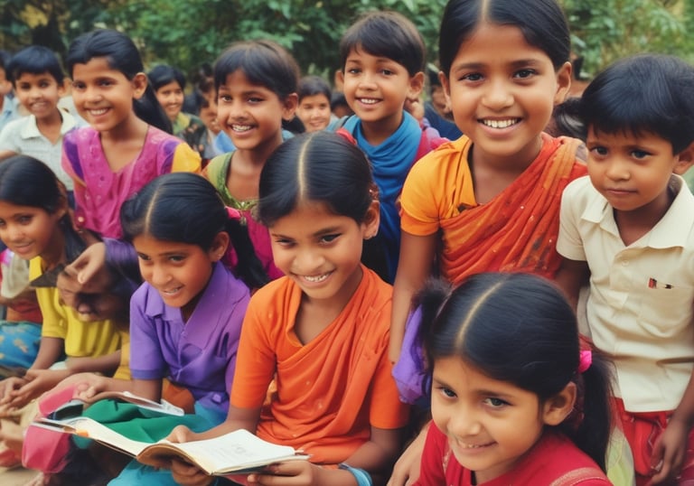 Community meeting discussing social justice initiatives under a large tree.
