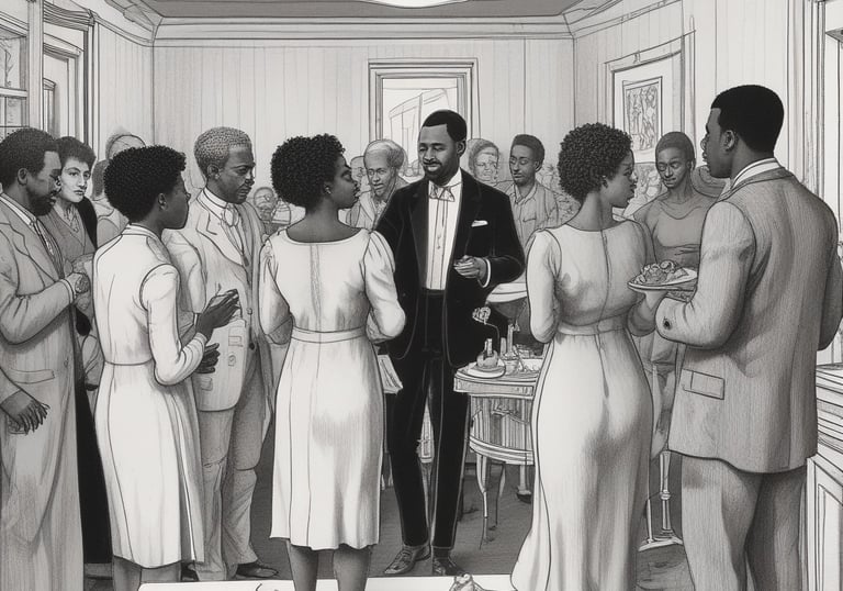 A group of elders enjoying a cultural celebration with traditional music and colorful decorations.