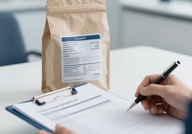 Professional kitchen environment with food safety documentation and quality control.