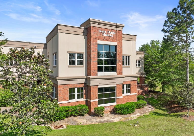 Drone image of professional office building