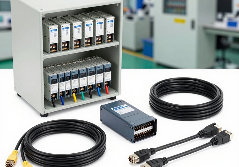 Packages of industrial cables being prepared for international shipping.
