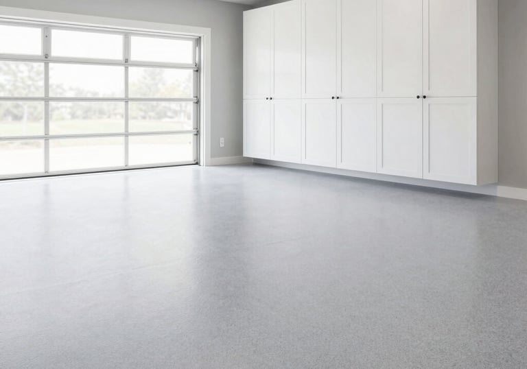 Modern decorative flake epoxy garage floor coating installed in a Celina Texas home