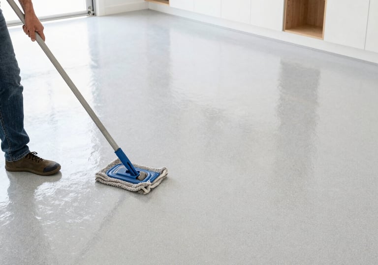 Easy to clean epoxy garage floor coating in residential garage in Celina Texas