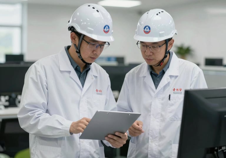 Professional consultant assisting a client with building damage assessment paperwork.