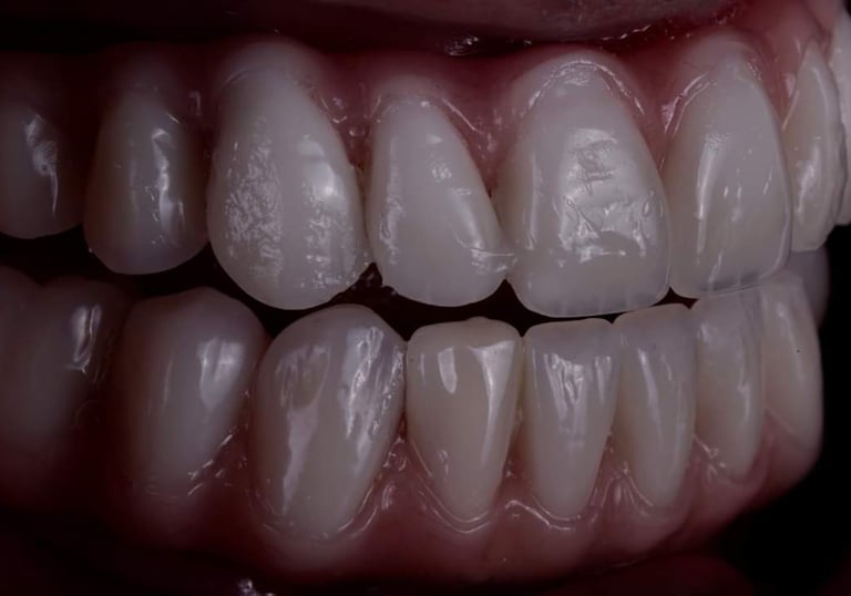 Prótese fixa de zircónia em caso de reabilitação complexa, planeada com precisão 3D.