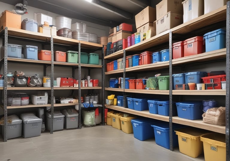 A sparkling clean garage floor with neatly arranged tools.
