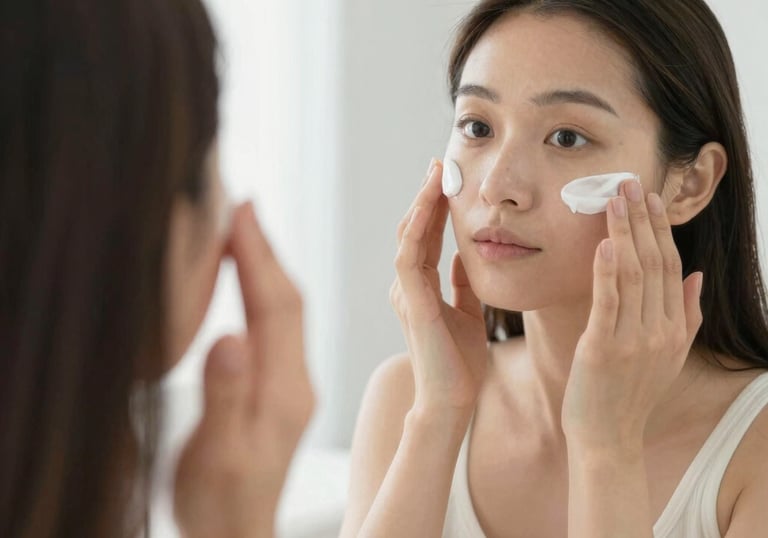 natural morning skincare routine applying cream