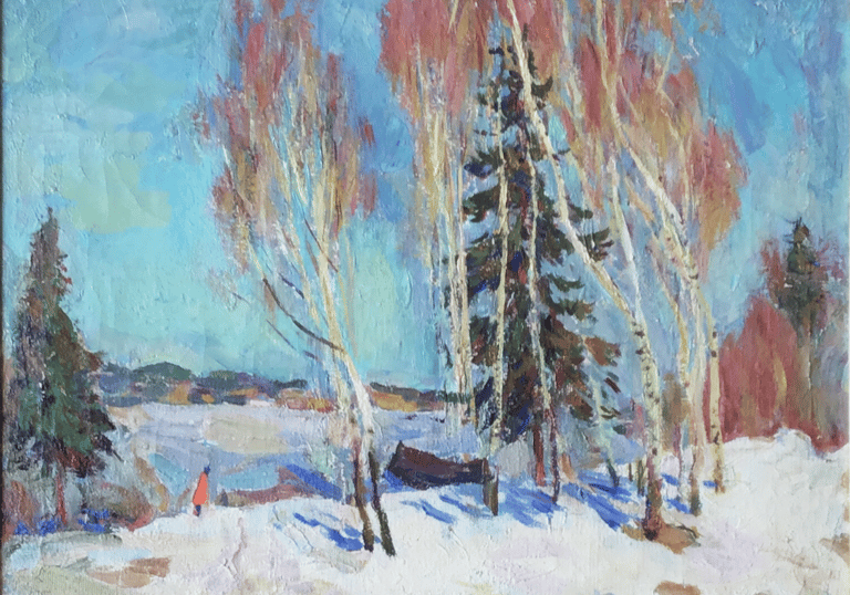 Pintura de Boris Vladimirovich Alekseev realizado en 1951. Técnica óleo sobre cartón