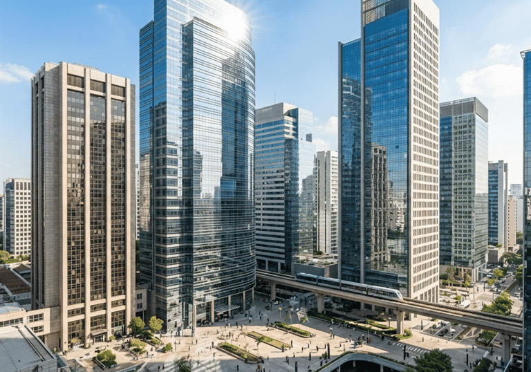 uma paisagem urbana de arranha-céus