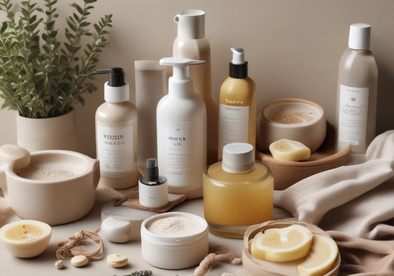 Close-up of hands mixing natural ingredients in a glass bowl for a beauty recipe.