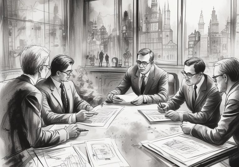 A professional team discussing strategic planning.