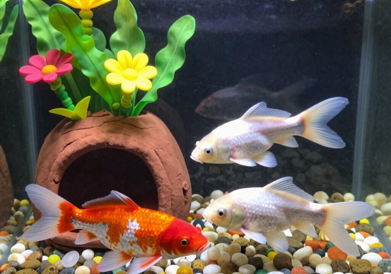 A vibrant home aquarium with colorful fish swimming among lush plants.