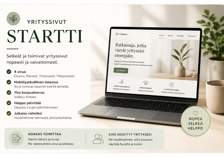 Yrityssivut startti - Selkeät ja toimivat nettisivut helposti ja nopeasti