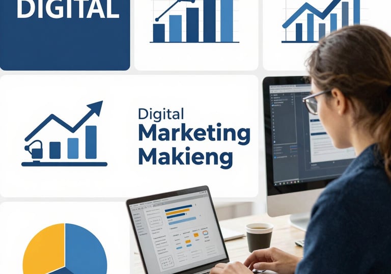 Floating geometric shapes with neon outlines layered over a black background with soft glowing purple accents.