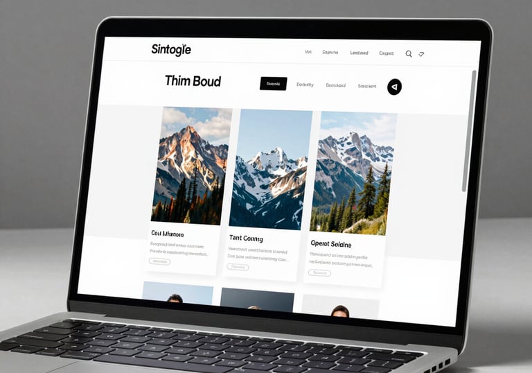 A sleek laptop screen displaying a clean, modern website design.