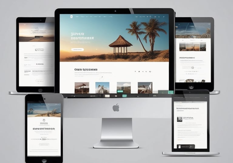 A laptop screen displaying a sleek, modern website design with vibrant colors.