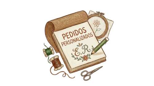  Ilustración de un cuaderno de pedidos de bordado personalizados con hilo, tijeras y un bastidor 